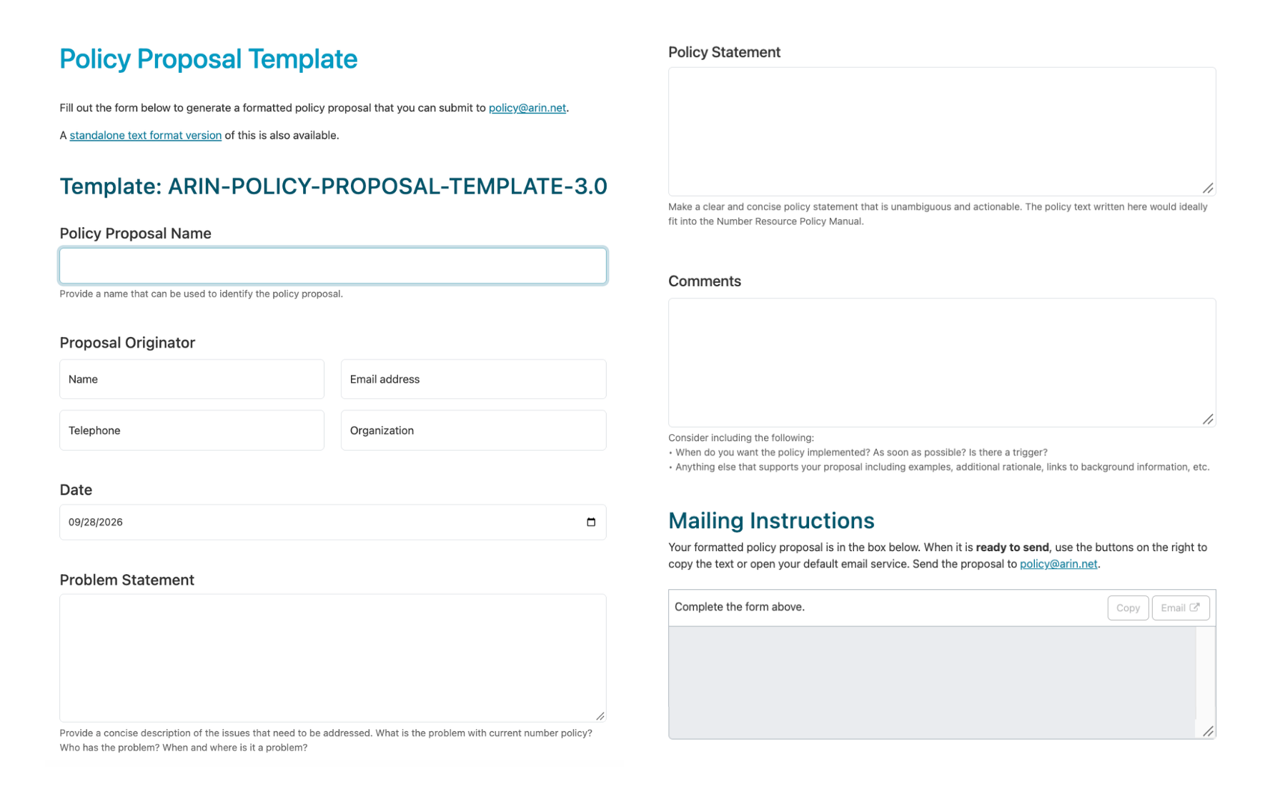 Policy proposal template